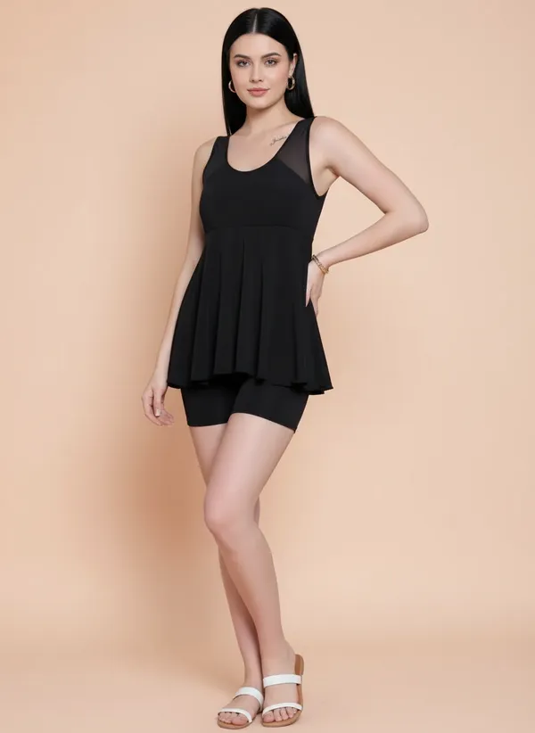 Black_Black_Frock_Style_With_Inner_Short_Padded_One_Piece_Swimwear_For_Women_&_Girls