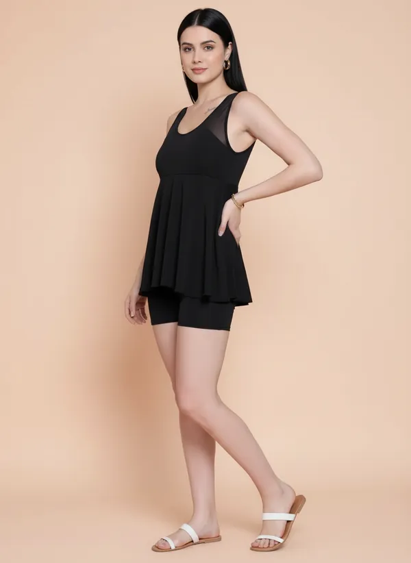 Black_Black_Frock_Style_With_Inner_Short_Padded_One_Piece_Swimwear_For_Women_&_Girls