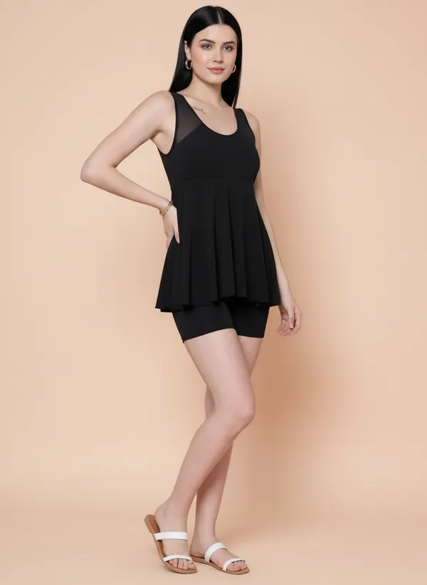 Black_Black_Frock_Style_With_Inner_Short_Padded_One_Piece_Swimwear_For_Women_&_Girls
