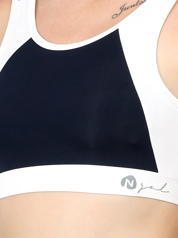 NavyWhite_Dry_Fit_Athleisure_Padded_Crop_Top_Full_Coverage_Medium_Impact_with_Antimicrobial_&_Sweat_Wicking_Longline_Active_Energy_Sports_Bra_for_Womens