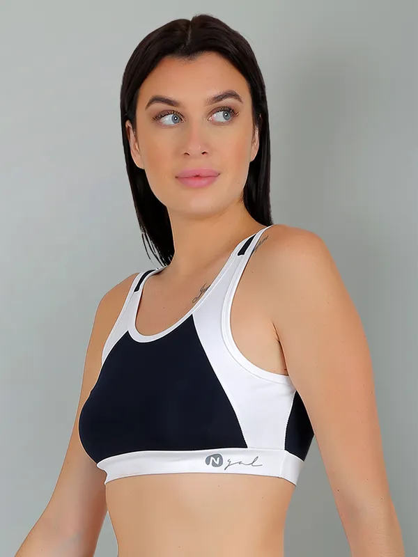 NavyWhite_Dry_Fit_Athleisure_Padded_Crop_Top_Full_Coverage_Medium_Impact_with_Antimicrobial_&_Sweat_Wicking_Longline_Active_Energy_Sports_Bra_for_Womens