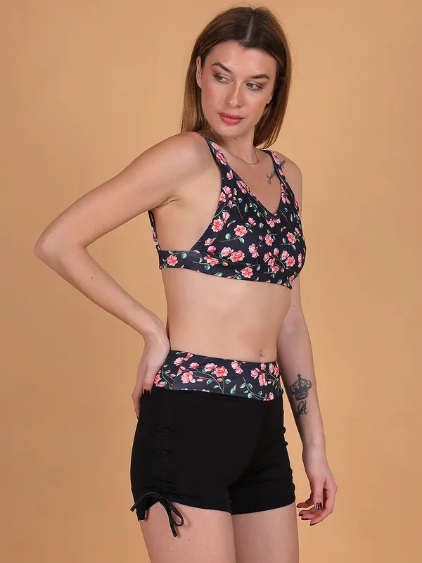 Black_2_Piece_Swimsuits_With_Tank_Bikini_Top_&_High_Waist_Boyshort_For_Women_&_Girls