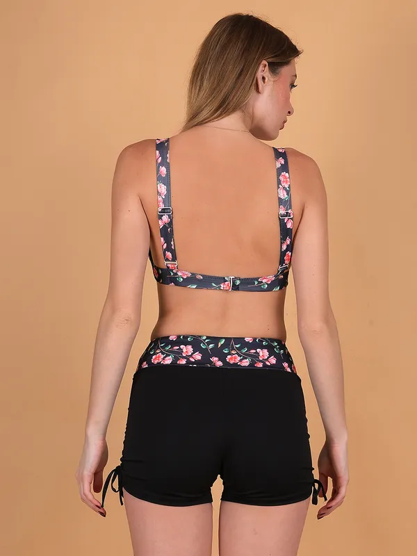 Black_2_Piece_Swimsuits_With_Tank_Bikini_Top_&_High_Waist_Boyshort_For_Women_&_Girls