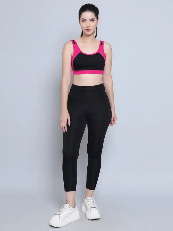 BlackMagenta_Athleisure_Dry_Fit_Activewear_Workout_Gym_Fitness_Yoga_Exercise_Legging_Pant_Color_Block_Tight_for_Women