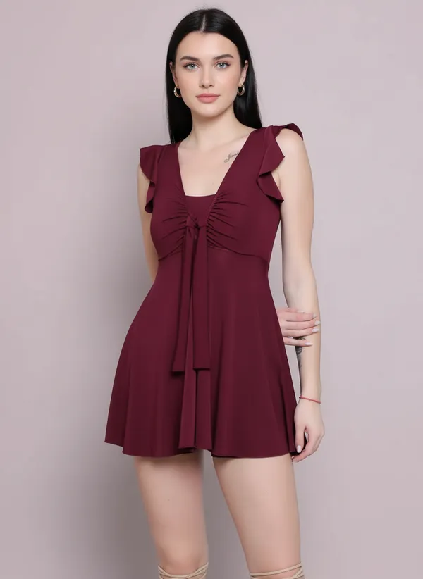 Wine_Padded_4-Way_Stretch_Quick_Dry_One_Piece_Swimming_Dress_With_Attached_Shorts_For_Women_&_Girls