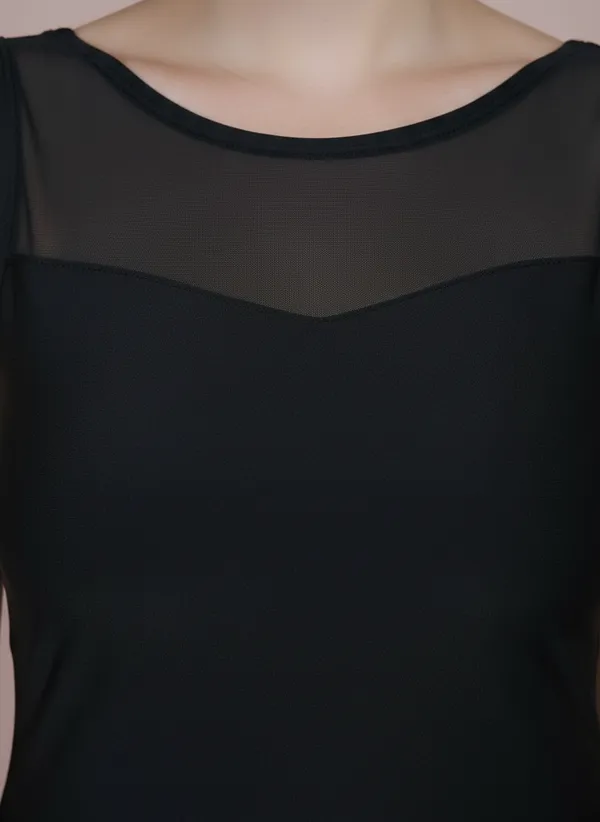 Black_A_Line_Mesh_Sweetheart_Neck_One_Piece_Swimdress_For_Women_&_Girls
