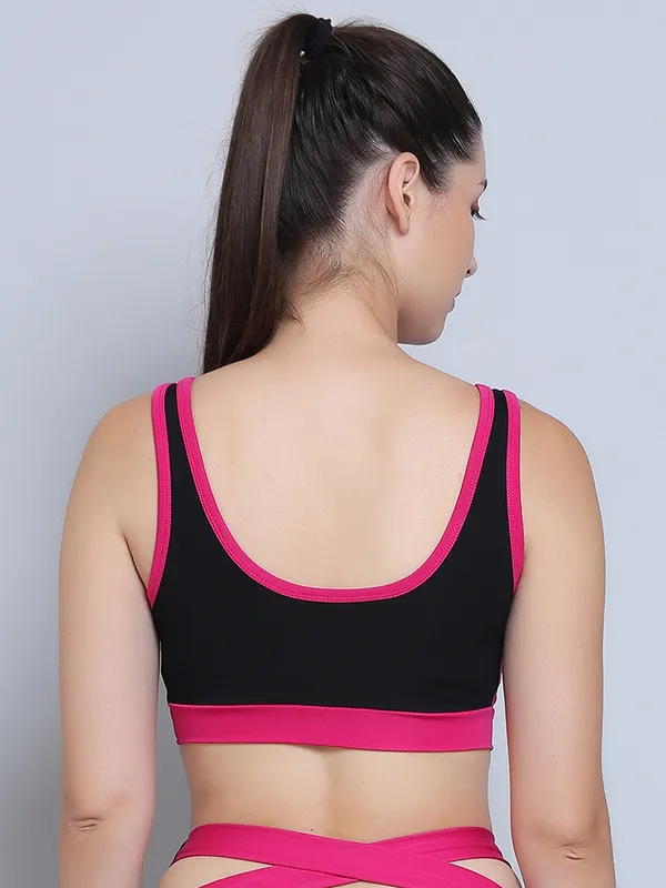 BlackMagenta_Dry_Fit_Athleisure_Padded_Crop_Top_Full_Coverage_Medium_Impact_with_Antimicrobial_&_Sweat_Wicking_Longline_Active_Energy_Sports_Bra_for_Womens