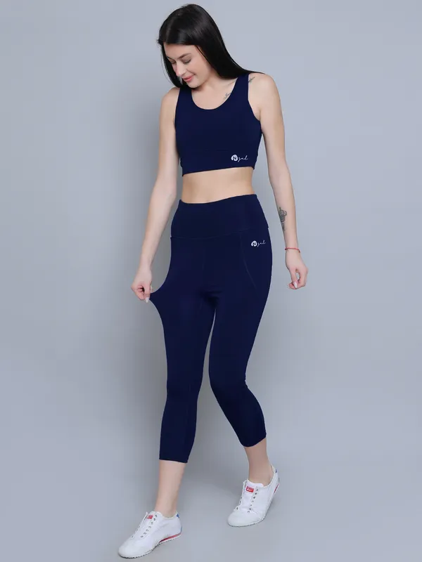 NavyBlue_Solid_Activewear_Workout_Yoga_Gym_Tights_&_Crop_Top_Sports_Bra_Set_Fitness_Yoga_Exercise_Solid_Co-ords_Sets