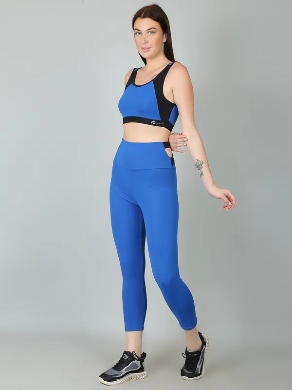 RoyalBlack_Activewear_Workout_Yoga_Gym_Tights_&_Crop_Top_Sports_Bra_Set/Fitness_Yoga_Exercise_Color_Blocked_Co-ords_Sets