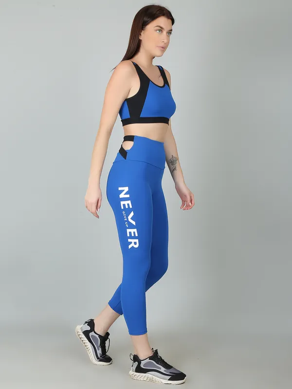 RoyalBlack_Activewear_Workout_Yoga_Gym_Tights_&_Crop_Top_Sports_Bra_Set/Fitness_Yoga_Exercise_Color_Blocked_Co-ords_Sets
