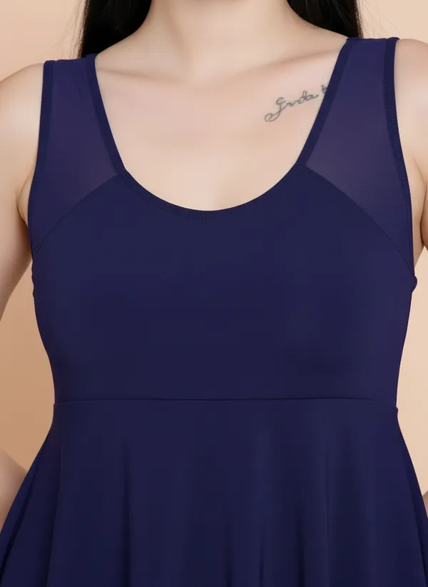 NavyBlue_Padded_One_Piece_Swim_Dress_For_Women_&_Girls