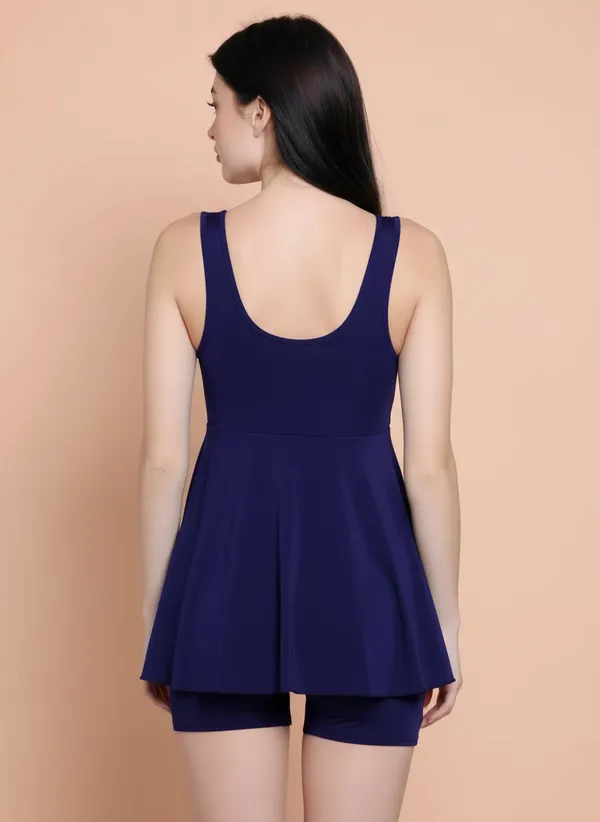 NavyBlue_Padded_One_Piece_Swim_Dress_For_Women_&_Girls