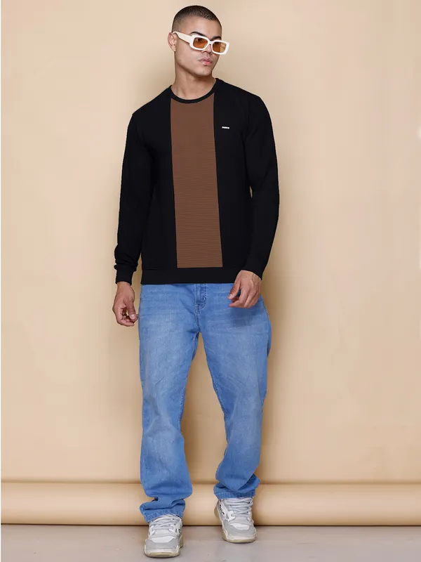 Black_Cotton_Blend_Printed_Full_Sleeve_Round_Neck_Sweatshirt_For_Men