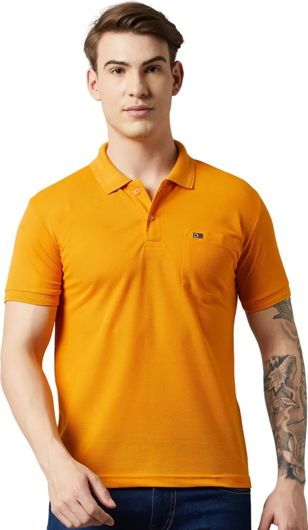 Gold_Cotton_Blend_Solid_T-Shirt_For_Men