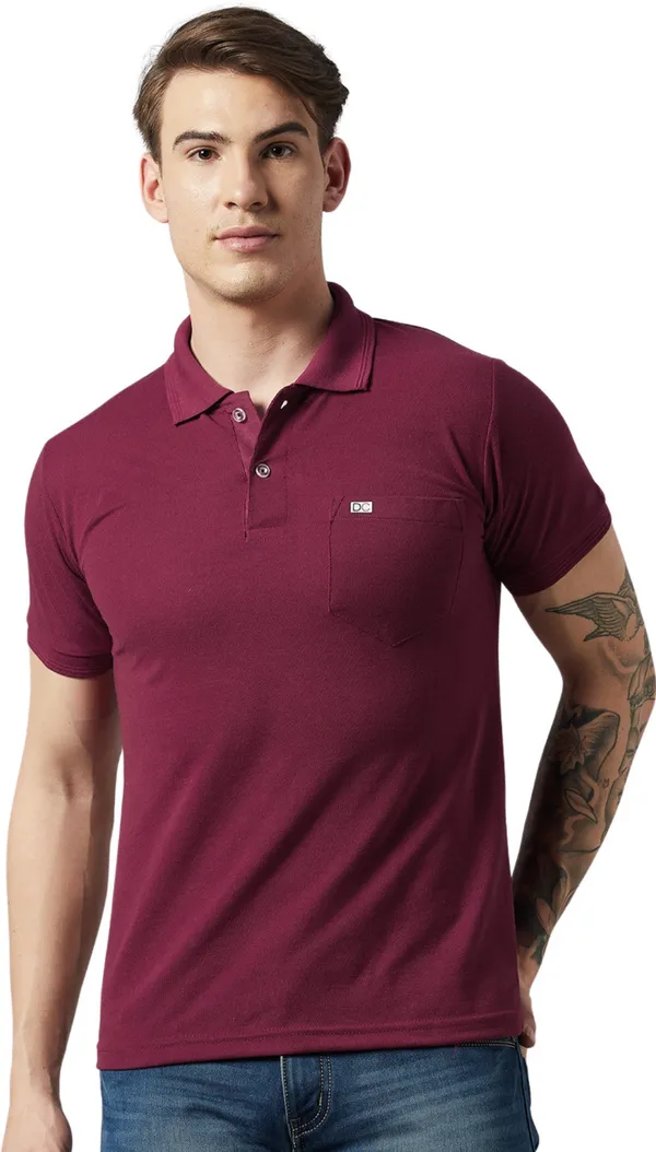 Maroon_Cotton_Blend_Solid_T-Shirt_For_Men