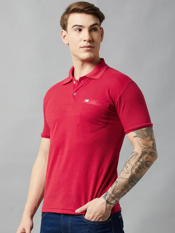 Red_Cotton_Blend_Solid_T-Shirt_For_Men