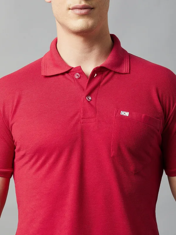 Red_Cotton_Blend_Solid_T-Shirt_For_Men