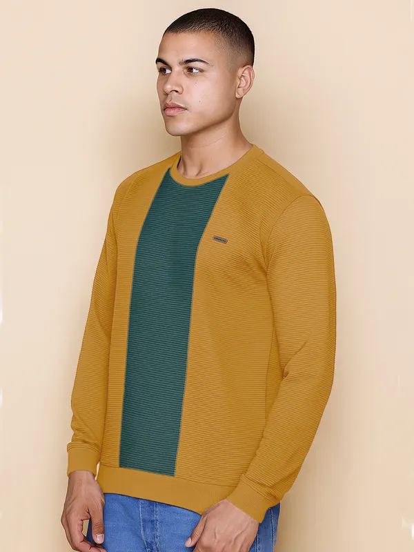 Yellow_Cotton_Blend_Printed_Full_Sleeve_Round_Neck_Sweatshirt_For_Men