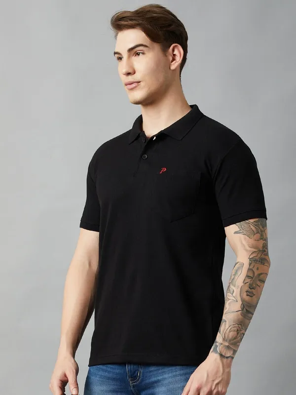 Black_Cotton_Blend_Solid_T-Shirt_For_Men