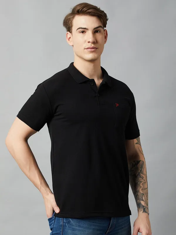 Black_Cotton_Blend_Solid_T-Shirt_For_Men
