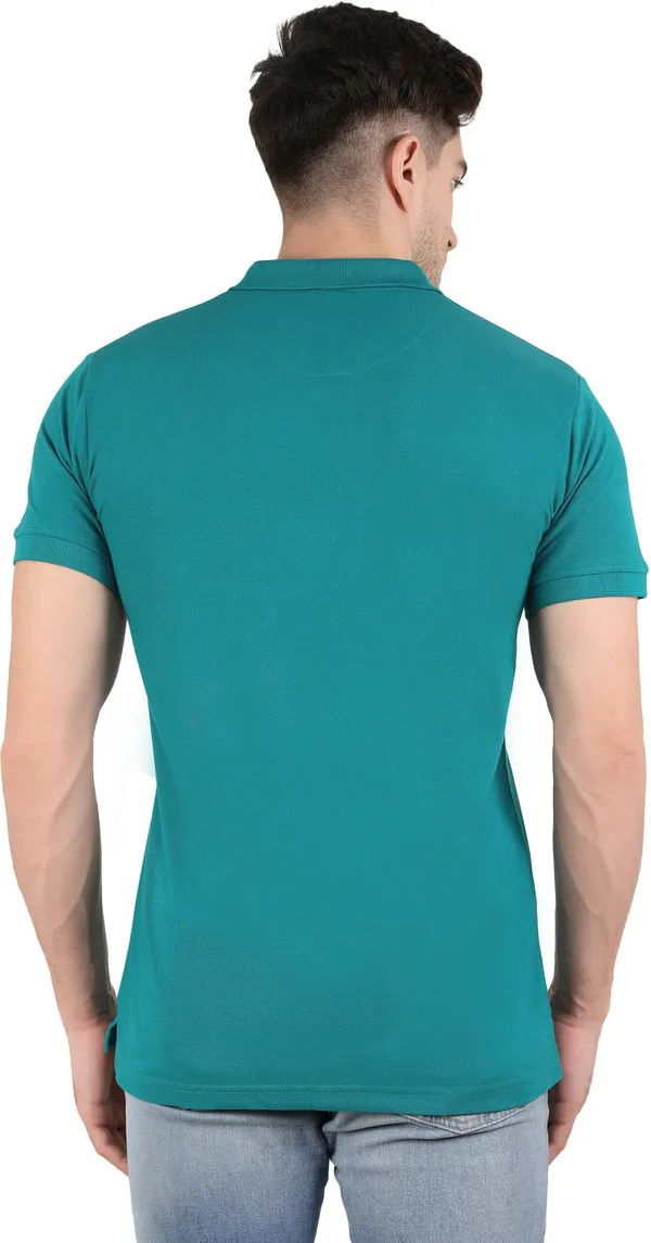Green_Cotton_Blend_Solid_T-Shirt_For_Men