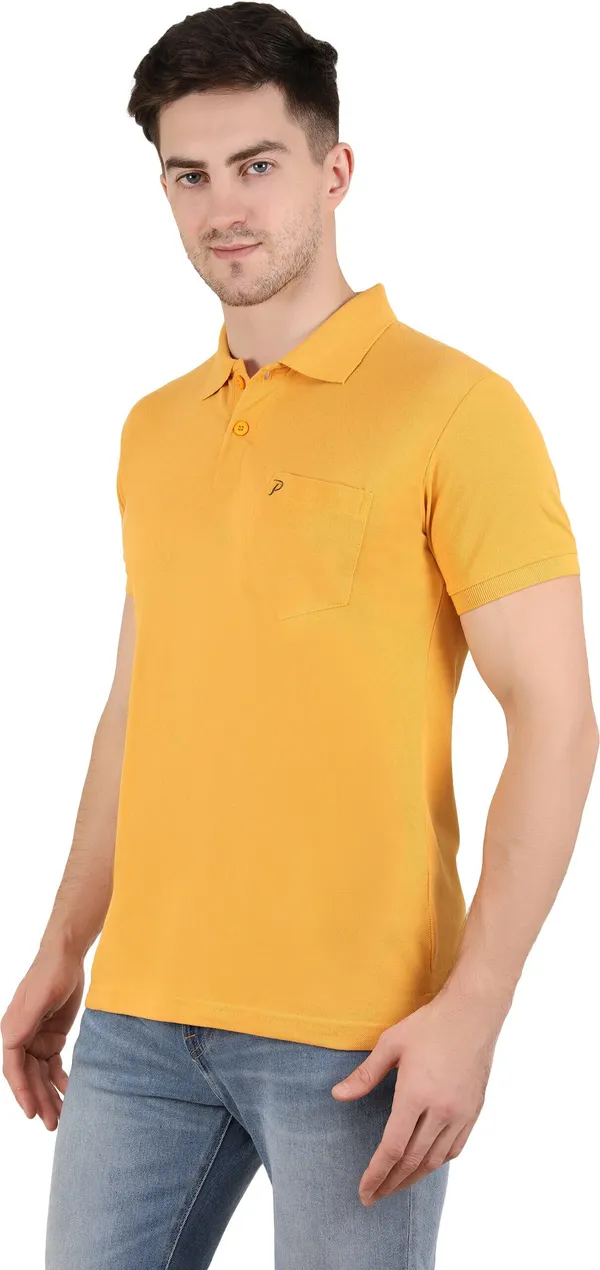 Yellow_Cotton_Blend_Solid_T-Shirt_For_Men