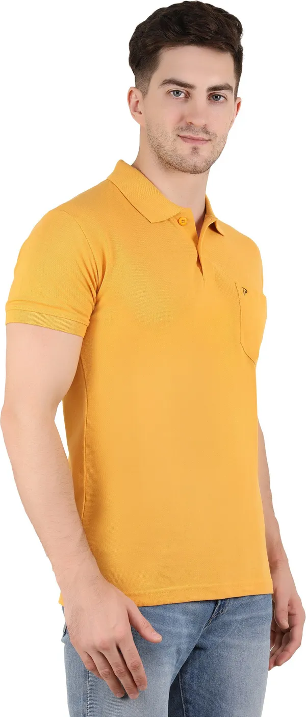 Yellow_Cotton_Blend_Solid_T-Shirt_For_Men