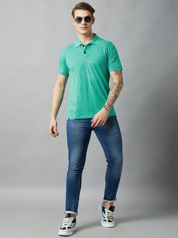 Blue_Cotton_Blend_Printed_T-Shirt_For_Men