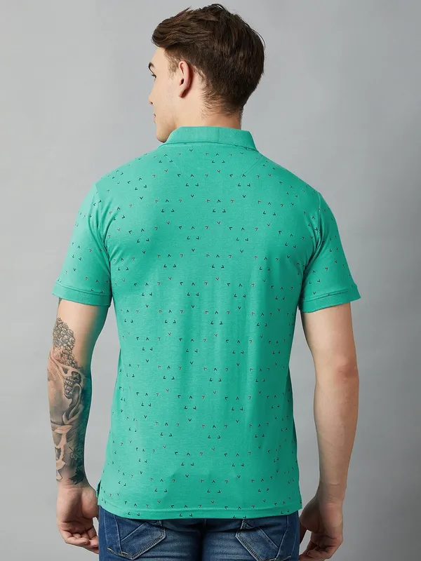 Blue_Cotton_Blend_Printed_T-Shirt_For_Men