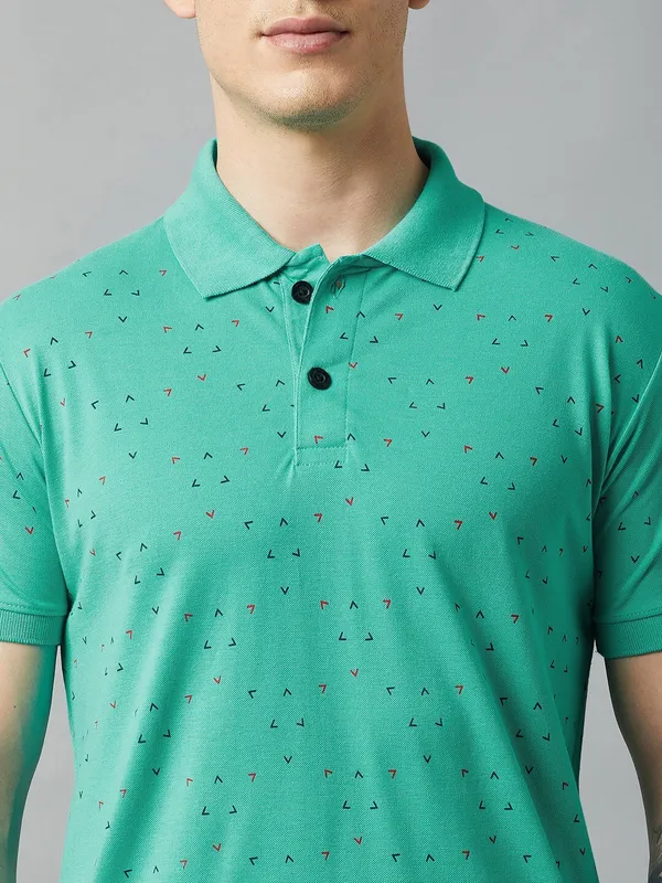 Blue_Cotton_Blend_Printed_T-Shirt_For_Men
