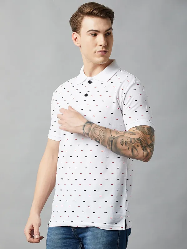 White_Cotton_Blend_Printed_T-Shirt_For_Men