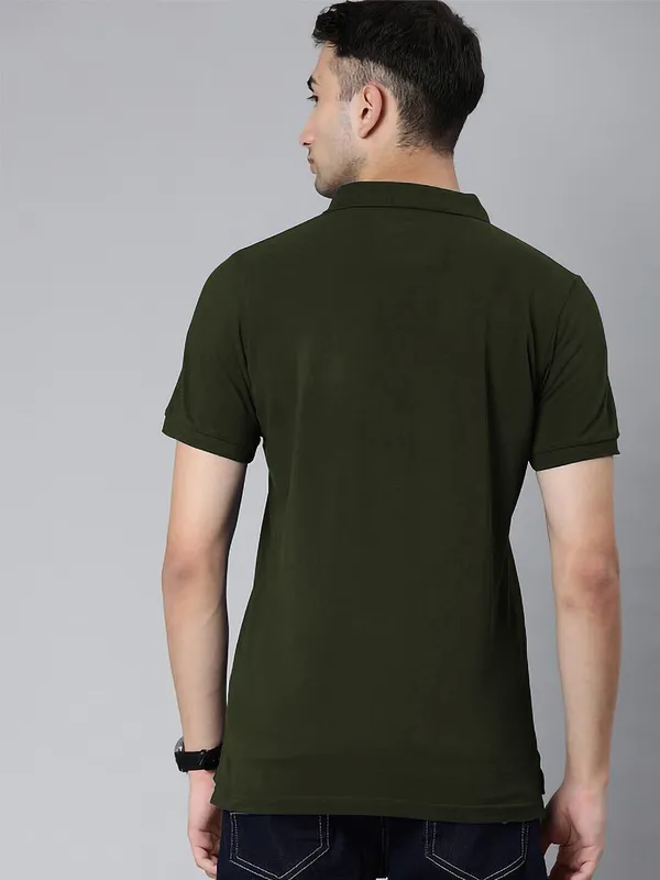 Green_Polyester_Solid_T-Shirt_For_Men