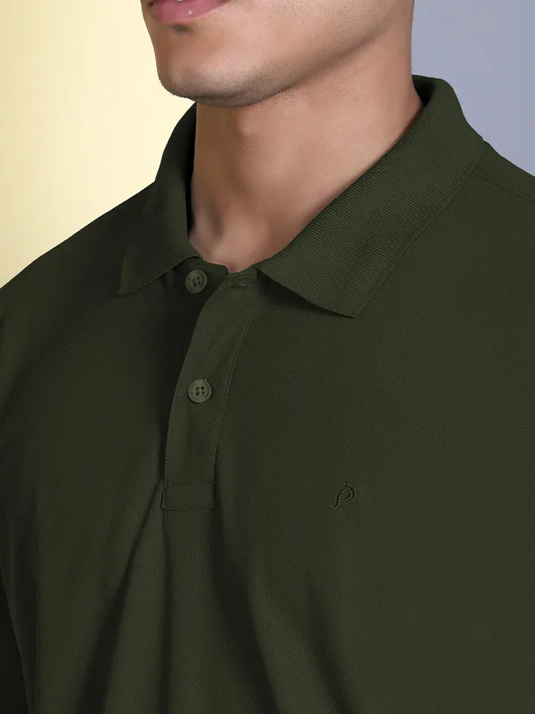 Green_Polyester_Solid_T-Shirt_For_Men