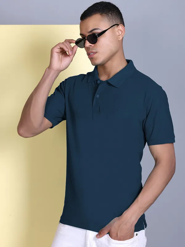 Navy_Blue_Polyester_Solid_T-Shirt_For_Men