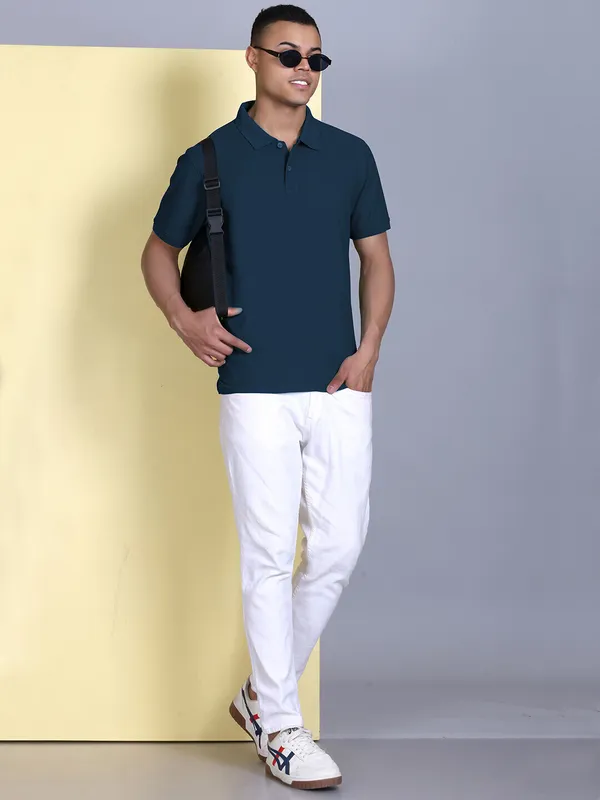 Navy_Blue_Polyester_Solid_T-Shirt_For_Men