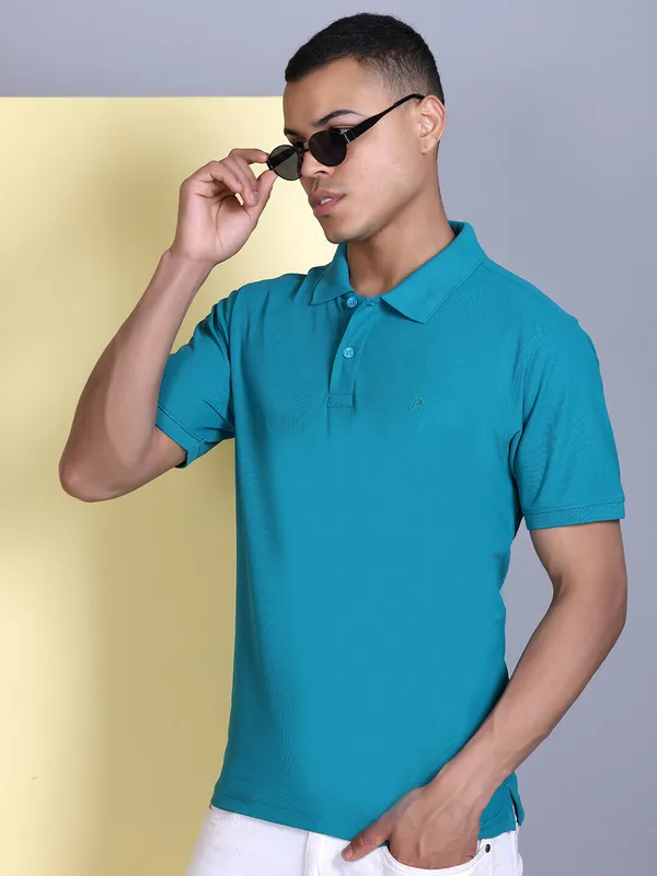 Dark_Blue_Polyester_Solid_T-Shirt_For_Men