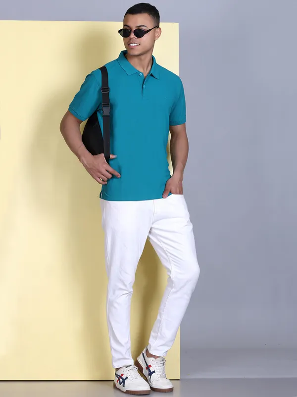 Dark_Blue_Polyester_Solid_T-Shirt_For_Men