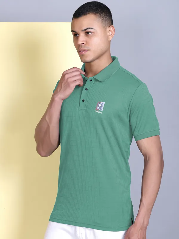 Dark_Green_Polyester_Solid_T-Shirt_For_Men