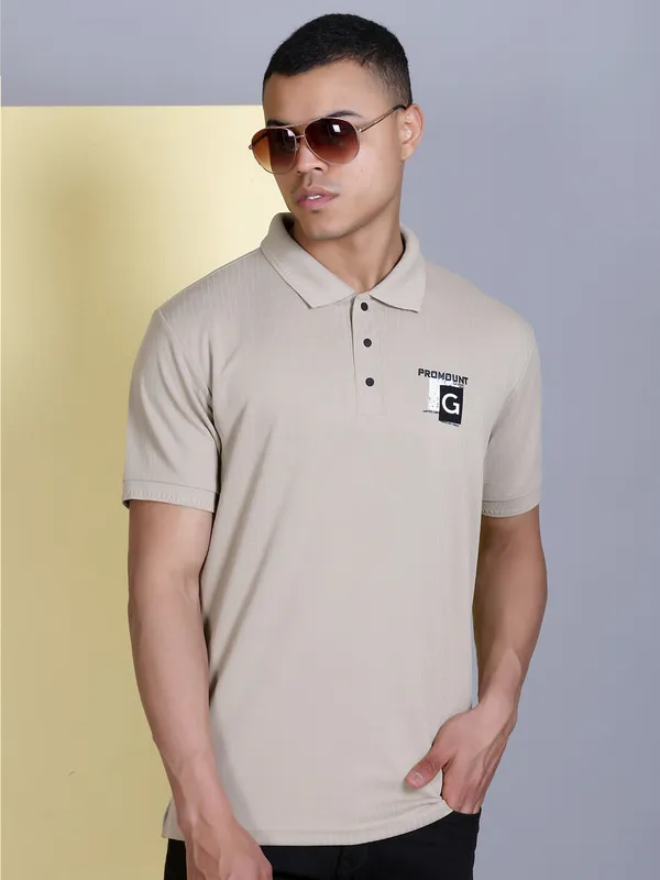 Beige_Polyester_Solid_T-Shirt_For_Men