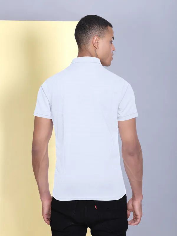 White_Polyester_Solid_T-Shirt_For_Men