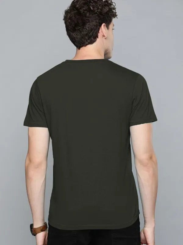 Dark_Green_Polyester_Solid_T-Shirt_For_Men