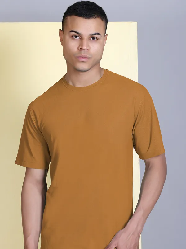 Brown_Polyester_Solid_T-Shirt_For_Men