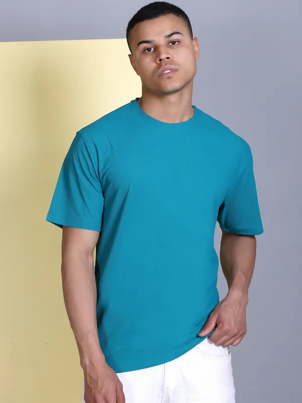 Dark_Blue_Polyester_Solid_T-Shirt_For_Men