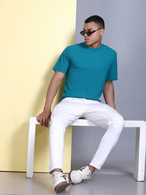 Dark_Blue_Polyester_Solid_T-Shirt_For_Men