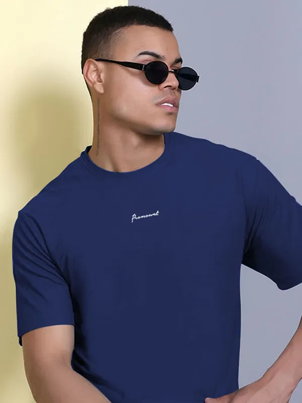Blue_Polyester_Solid_T-Shirt_For_Men