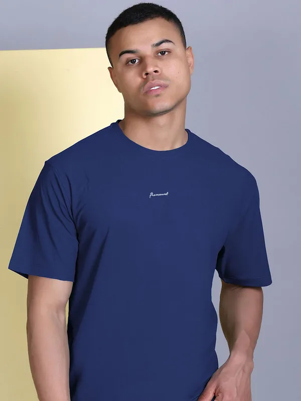 Blue_Polyester_Solid_T-Shirt_For_Men