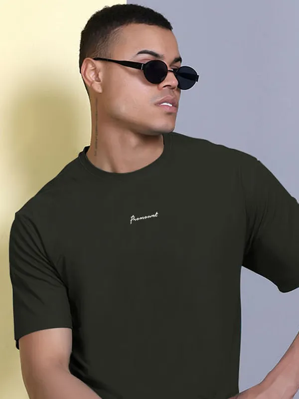 Dark_Green_Polyester_Solid_T-Shirt_For_Men