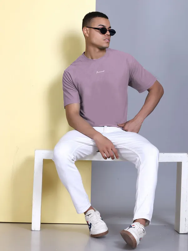 Pink_Polyester_Solid_T-Shirt_For_Men