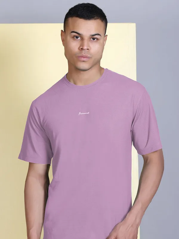 Pink_Polyester_Solid_T-Shirt_For_Men