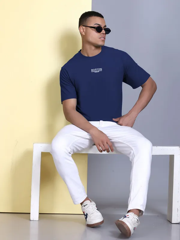 Blue_Polyester_Solid_T-Shirt_For_Men